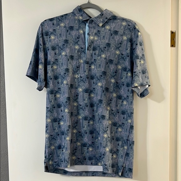 Walter Hagen Blue Palm Tree Polo Lightweight Resort Wear - Picture 1 of 6